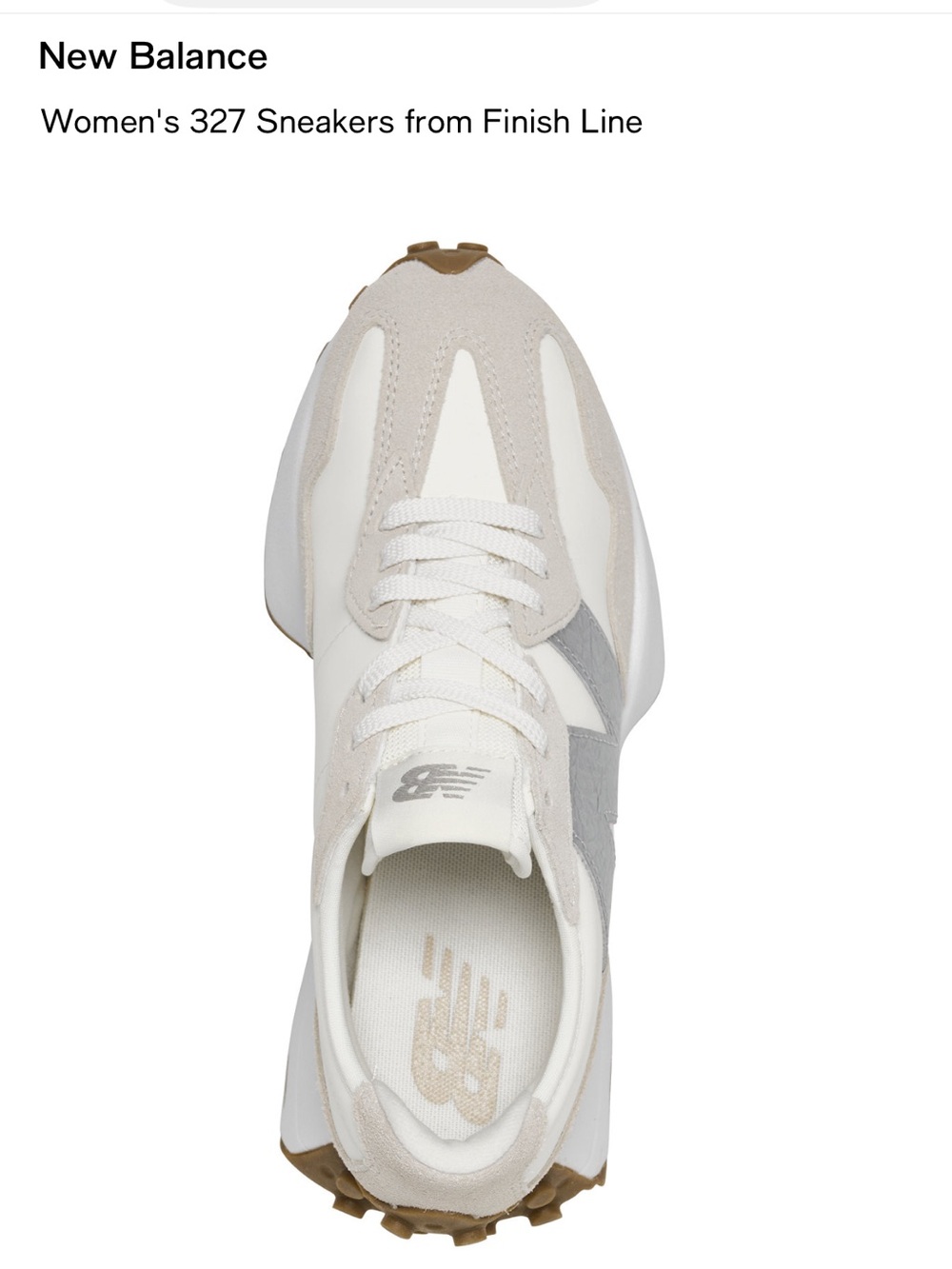 New Balance 327 Women's Cream and Silver Retro Runner Sneakers - Picture 2 of 5